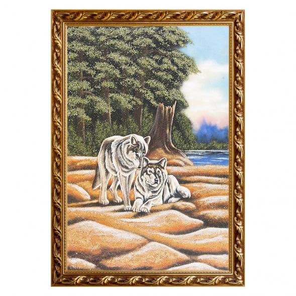 Картина &amp;quot;Волки&amp;quot; багет 46х66 см, каменная крошка 111757