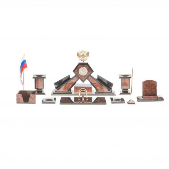 Письменный набор &amp;quot;Герб РФ&amp;quot; камень лемезит 124258