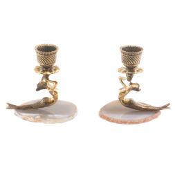 Подсвечники &amp;quot;Русалка&amp;quot; из камня агат с бронзой пара