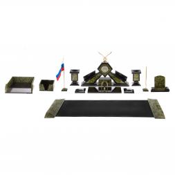 Письменный набор &amp;quot;Орел&amp;quot; из змеевика с бюваром и лотком для бумаг А4