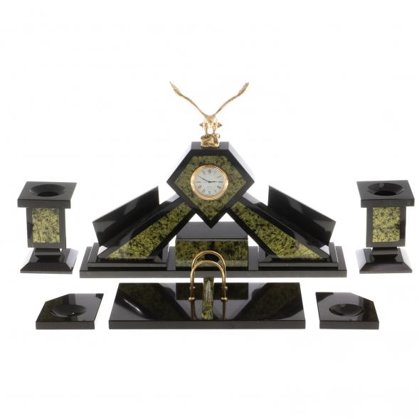 Письменный набор &amp;quot;Орел&amp;quot; из змеевика с бюваром и лотком для бумаг А4 124569