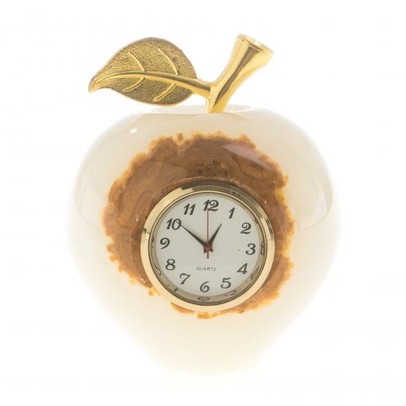 Часы «Яблоко» из белого оникса 7×9 см (3) 124641