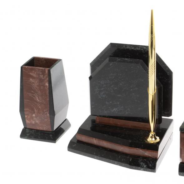 Настольный канцелярский набор &amp;quot;Куб&amp;quot; камень лемезит 119750