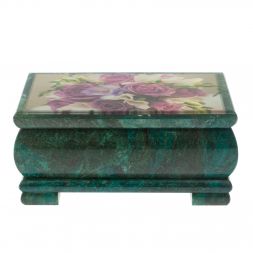 Шкатулка &amp;quot;Букет роз&amp;quot; из змеевика 16х8х7,5 см
