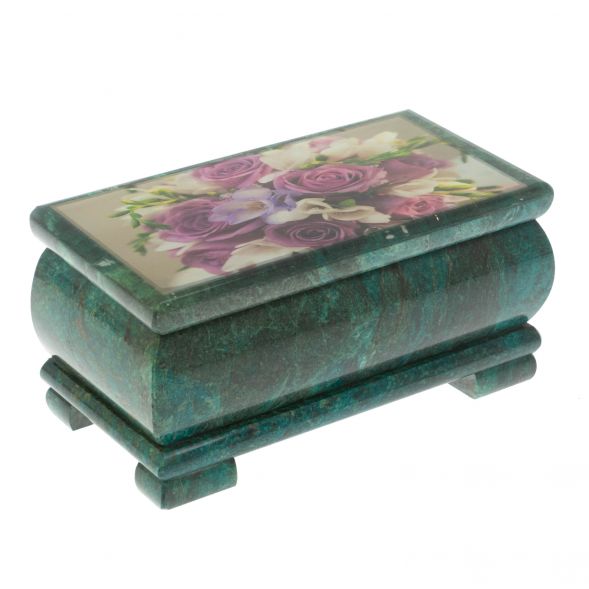 Шкатулка &amp;quot;Букет роз&amp;quot; из змеевика 16х8х7,5 см 128846