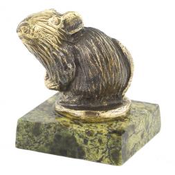 Статуэтка из бронзы и змеевика &amp;quot;Крыса на подставке&amp;quot;