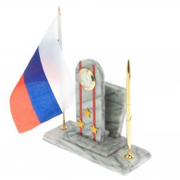 Настольный набор &amp;quot;Погон Полковник МВД&amp;quot; с часами мрамор