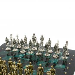 Шахматы &amp;quot;Великая Отечественная война&amp;quot; доска 40х40 см шабровский змеевик