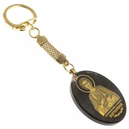 Брелок-оберег с молитвой "Св. великомученик Пантелеймон" камень обсидиан