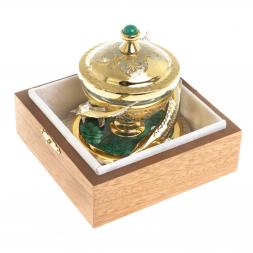 Икорница &amp;quot;Две стерлядки&amp;quot; малахит Златоуст