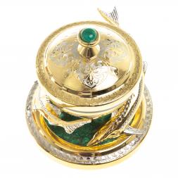 Икорница &amp;quot;Две стерлядки&amp;quot; малахит Златоуст