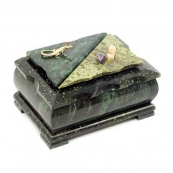 Шкатулка прямоугольная большая камень змеевик 18х12х9,5 см