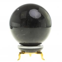 Шар из черного мрамора 9 см на подставке