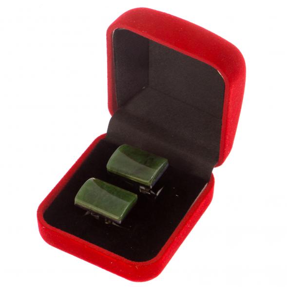Запонки камень нефрит прямоугольные 125696