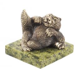 Статуэтка из бронзы и змеевика &amp;quot;Кот лежит&amp;quot;