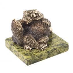 Статуэтка из бронзы и змеевика &amp;quot;Кот лежит&amp;quot;