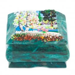 Шкатулка из камня с росписью &amp;quot;Весна&amp;quot; 8х6х5,5 см