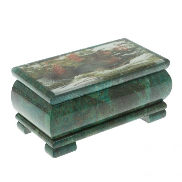 Шкатулка &amp;quot;Белка&amp;quot; из змеевика 16х8х7,5 см 128847