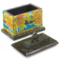 Шкатулка с рисунком из каменной крошки &amp;quot;Осень&amp;quot; 10,5х7х10 см