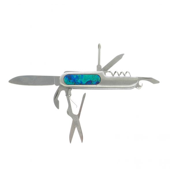 Нож мультитул складной 7 в 1 с камнем азурит 129144