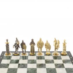 Шахматы "Богатыри" 40х40 см из мрамора и змеевика