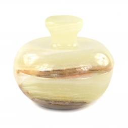 Каменная шкатулка из оникса &amp;quot;Яблоко&amp;quot; зелено-коричневая 6,5х6,5х5,5 см (3)