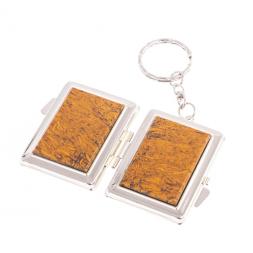 Складное зеркало брелок из змеиной яшмы прямоугольное