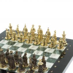 Шахматы &amp;quot;Турецкие&amp;quot; из бронзы змеевика и мрамора 32х32 см