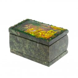 Шкатулка &amp;quot;Хозяйка медной горы. Осень&amp;quot; змеевик 10х6,5х6 см