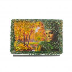 Шкатулка &amp;quot;Хозяйка медной горы. Осень&amp;quot; змеевик 10х6,5х6 см