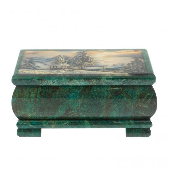 Шкатулка &amp;quot;Зима. Беседка&amp;quot; из змеевика 16х8х7,5 см 128848