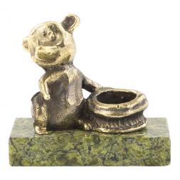 Статуэтка &amp;quot;Мышка с лукошком&amp;quot; из бронзы и змеевика