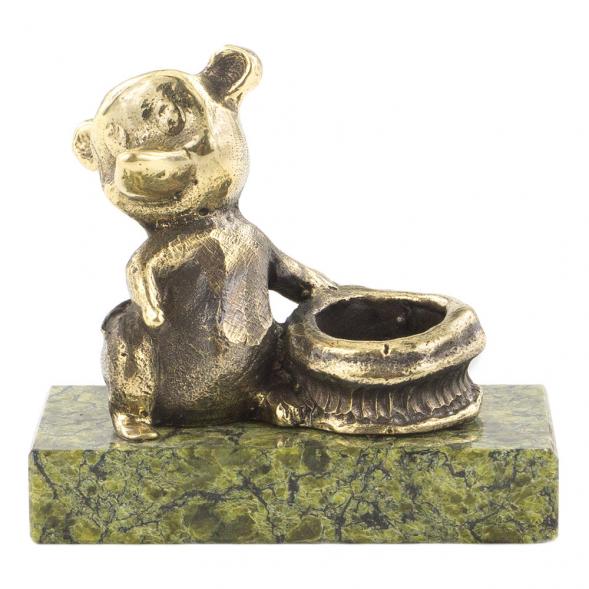 Статуэтка &amp;quot;Мышка с лукошком&amp;quot; из бронзы и змеевика 120198