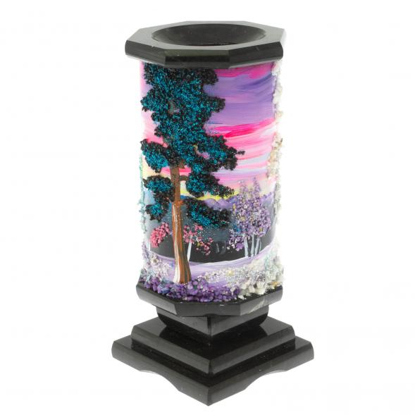 Ваза &amp;quot;Зима&amp;quot; из черного змеевика 8х8х17,5 см 129573