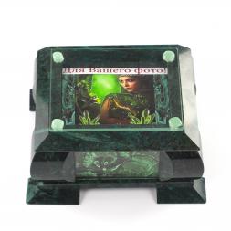 Шкатулка для украшений с фоторамкой камень змеевик 20,5х17,5х11 см