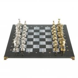 Шахматы "Дон Кихот" доска 40х40 см серый мрамор змеевик