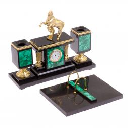 Письменный прибор &amp;quot;Конь на дыбах&amp;quot; камень малахит