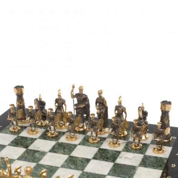 Настольные шахматы &amp;quot;Римские&amp;quot; бронза мрамор шабровский змеевик 40х40 см 126827