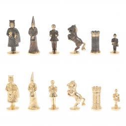 Шахматы подарочные из бронзы &amp;quot;Камелот&amp;quot; мрамор змеевик 40х40 см