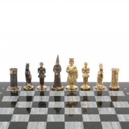 Шахматы подарочные из бронзы &amp;quot;Камелот&amp;quot; мрамор змеевик 40х40 см