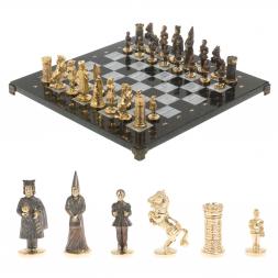 Шахматы подарочные из бронзы &amp;quot;Камелот&amp;quot; мрамор змеевик 40х40 см
