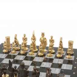 Шахматы подарочные из бронзы &amp;quot;Камелот&amp;quot; мрамор змеевик 40х40 см