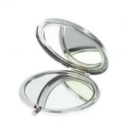 Зеркало карманное круглое из камня парагонит цвет серебро