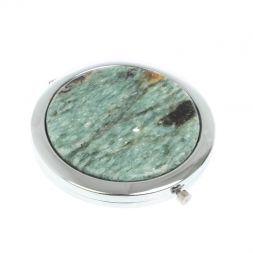 Зеркало карманное круглое из камня парагонит цвет серебро