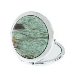 Зеркало карманное круглое из камня парагонит цвет серебро