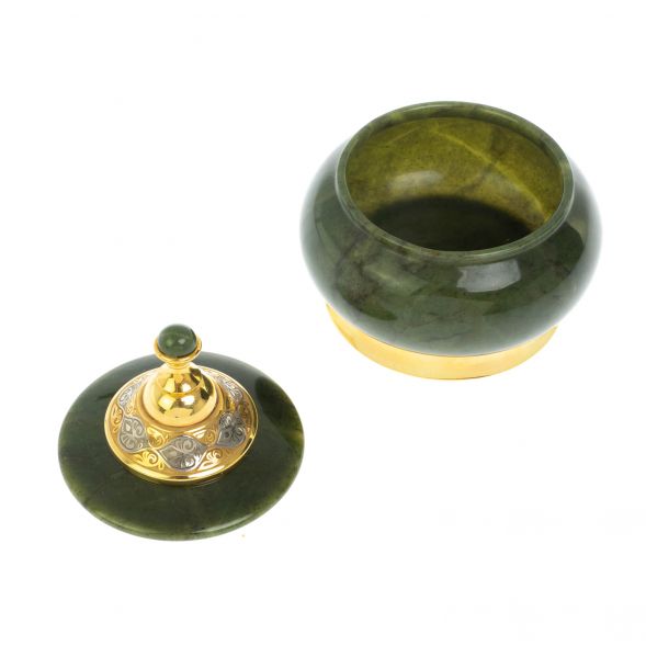 Сахарница / солонка из нефрита Златоуст 200 мл 9,5х9,5х10,5 см 128621