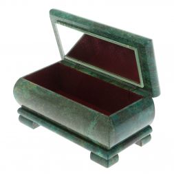 Шкатулка "Стая волков" из змеевика 16х8х7,5 см