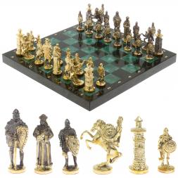 Шахматы подарочные "Богатыри" 40х40 см из змеевика