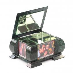 Шкатулка для украшений с рамкой для фото камень змеевик 24,5х20х13,5 см