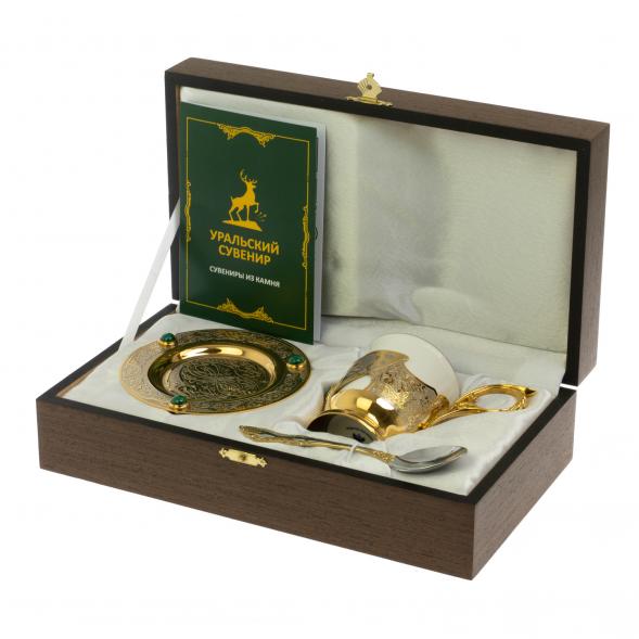 Кофейная пара &amp;quot;Малахитовая&amp;quot; фарфор 170 мл Златоуст 113836